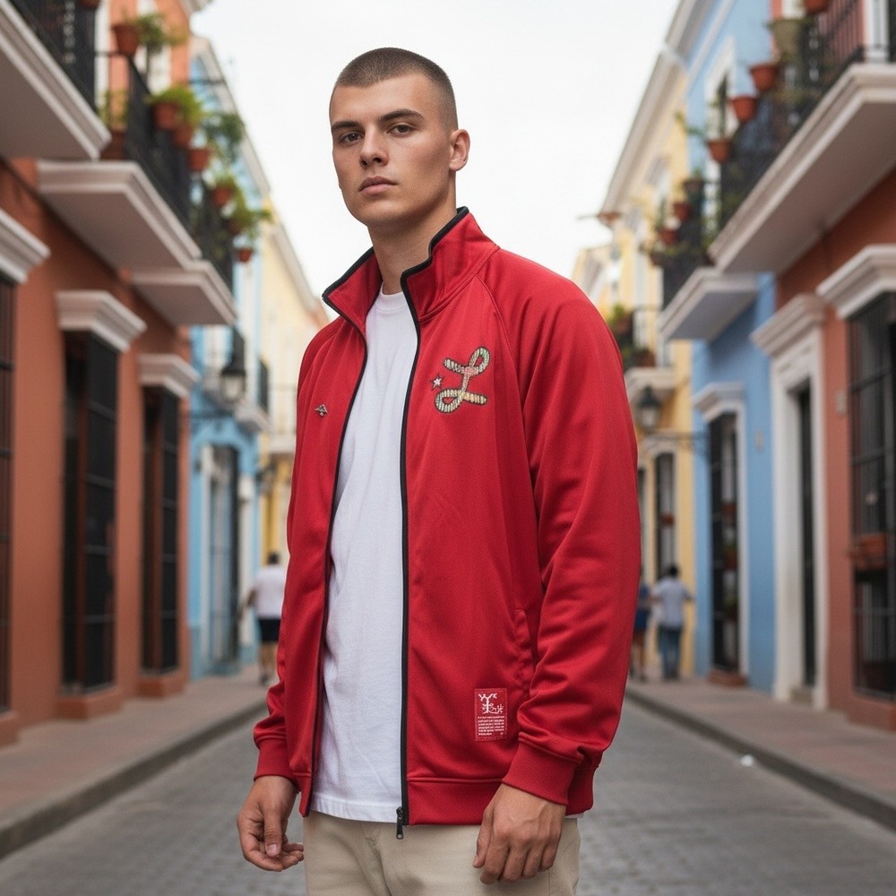 LRG Roots and Equipment Red‎ Track Jacket Large Embroidered Back Graphic Mens L
